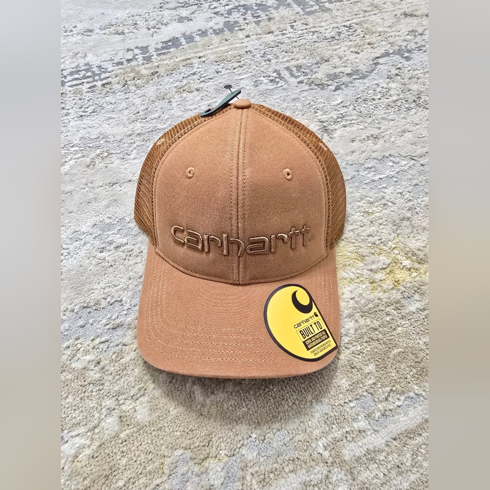 Carhartt Men's Canvas Mesh-Back Logo Graphic Cap Carhartt Brown/Oiled Walnut Hat - Picture 4 of 6
